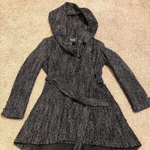 Steve Madden Wool Dress Coat with Hood, Size M